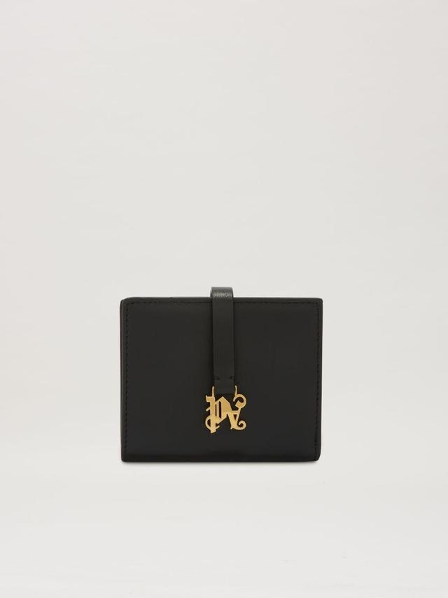 Monogram Leather Wallet in black  - Palm Angels® Official  Product Image