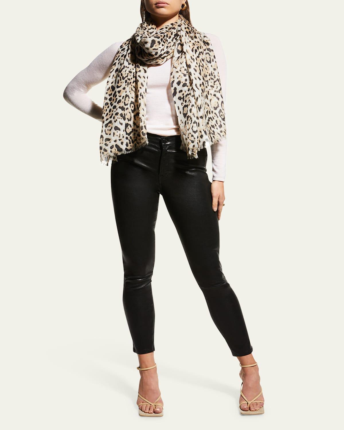 Womens Leopard Cashmere Scarf Product Image