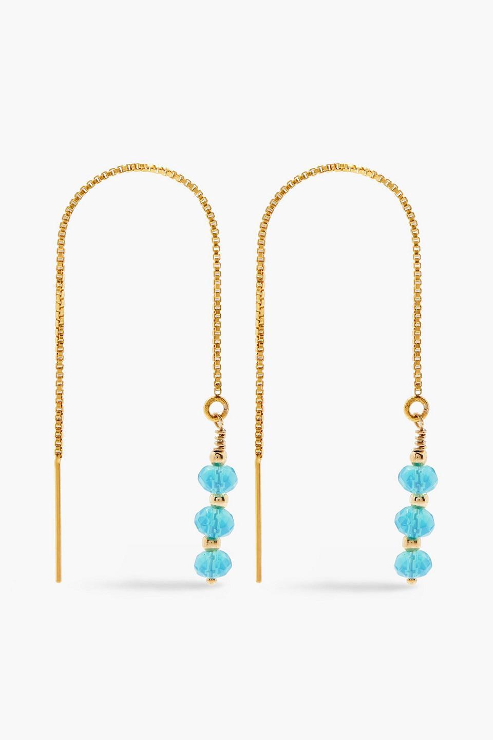 Gold-tone Bead Earrings In Turquoise Product Image