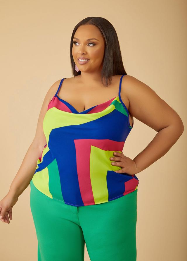 Plus Size Printed Cowl Neck Cami Ashley Stewart Product Image