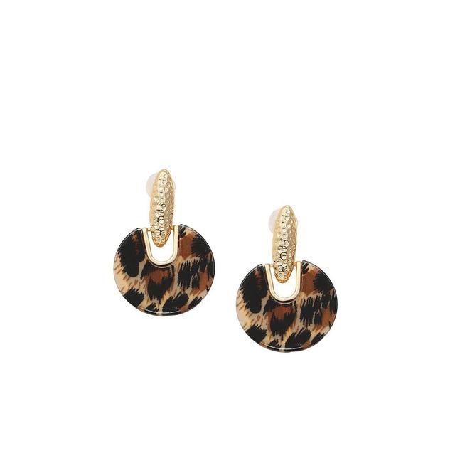 Sohi Womens Brown Textured Circular Drop Earrings Product Image