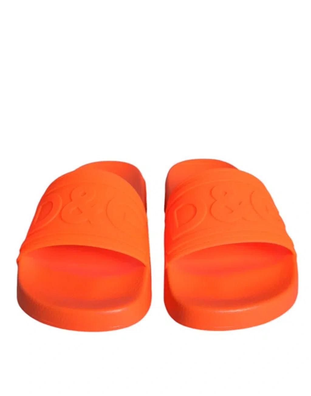 DOLCE & GABBANA Dg Beachwear Rubber Slides In Orange Product Image