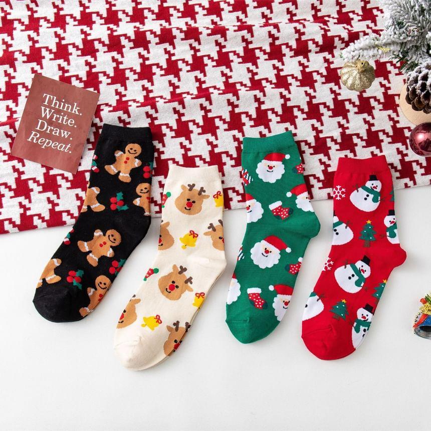 Christmas Cartoon Print Socks Product Image