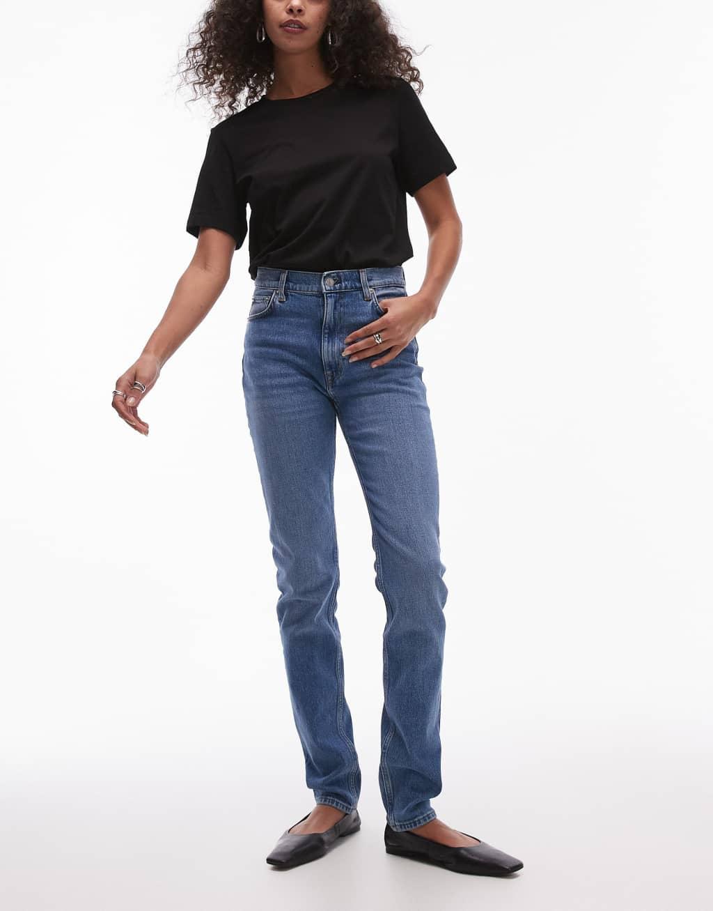 ARKET Azalea high rise stretch skinny leg jeans in mid wash blue Product Image