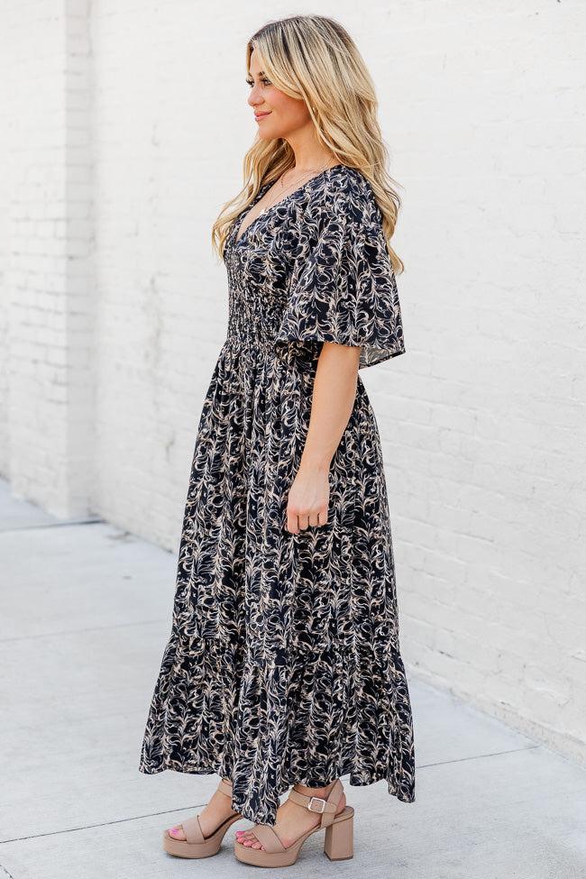 Simply Stunning Black Floral Flutter Sleeve Maxi Dress FINAL SALE Product Image