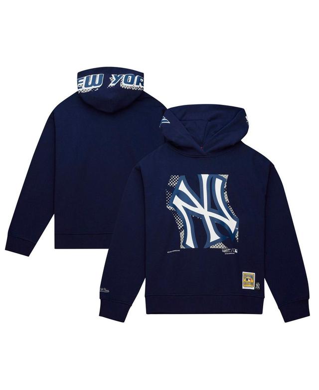 Womens Mitchell and Ness Navy New York Yankees Cooperstown Collection Big Face 7.0 Pullover Hoodie Product Image