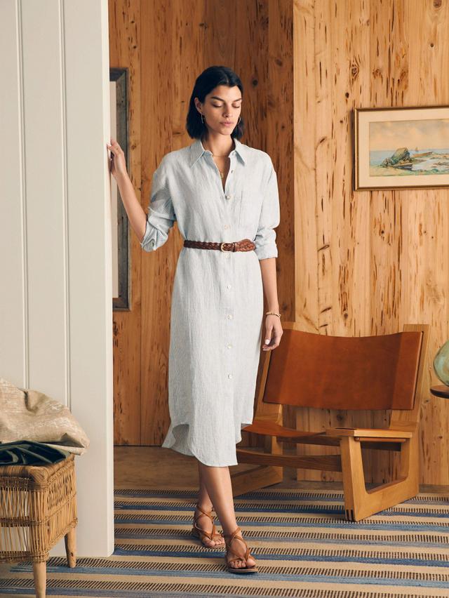 Laguna Linen Midi Dress - Ocean View Stripe Female Product Image