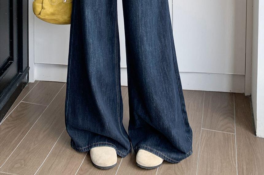 High Waist Washed Wide Leg Jeans Product Image