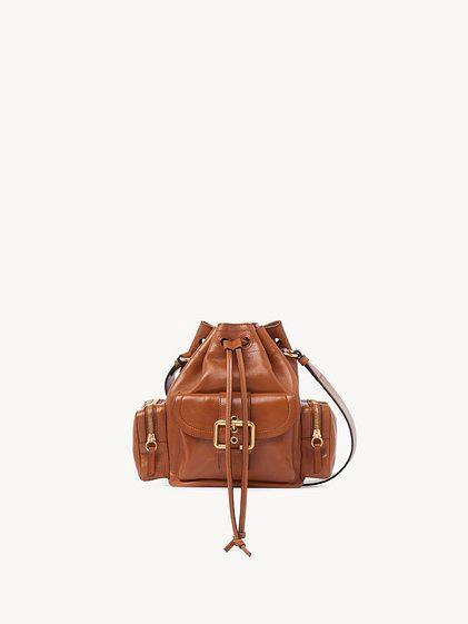 Camera Bucket bag in shiny leather Product Image