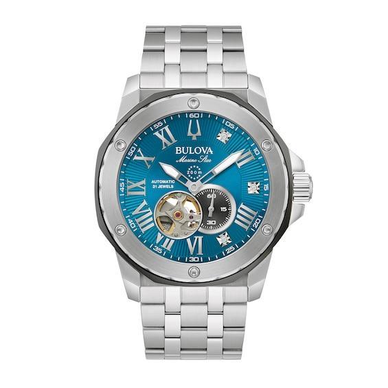 Men's Bulova Marc Anthony Series A Diamond Accent Watch with Blue Skeleton Dial (Model: 98D184) Product Image