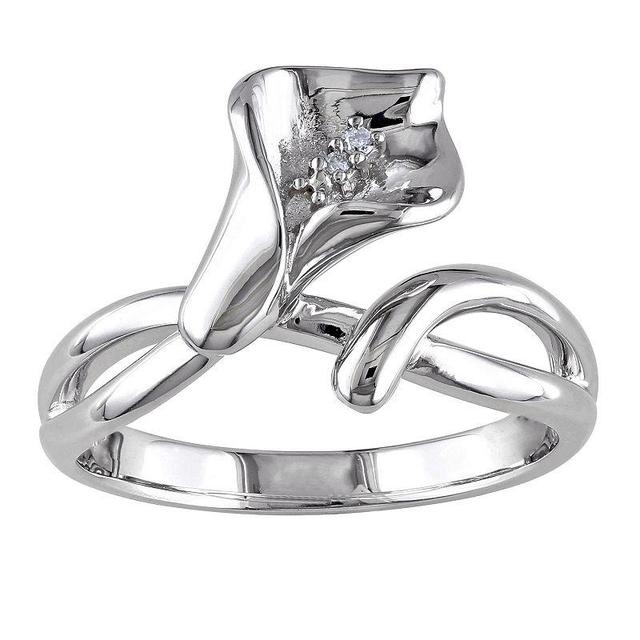 Stella Grace Sterling Silver Diamond Accent Calla Lily Ring, Womens White Product Image