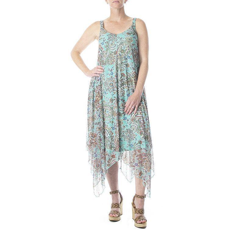 Womens Nina Leonard Print Mesh Midi Dress Green Team Product Image