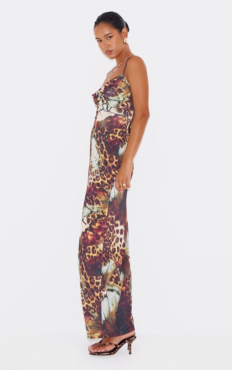 Leopard Abstract Print Slinky Maxi Dress Product Image