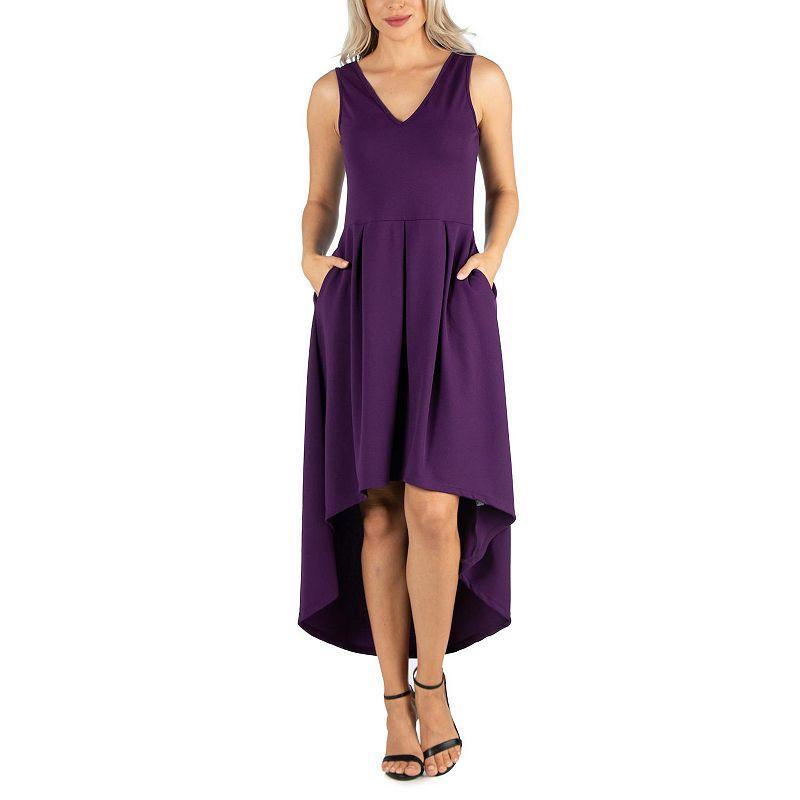 Womens 24Seven Comfort Apparel Sleeveless Fit And Flare High Low Dress Product Image