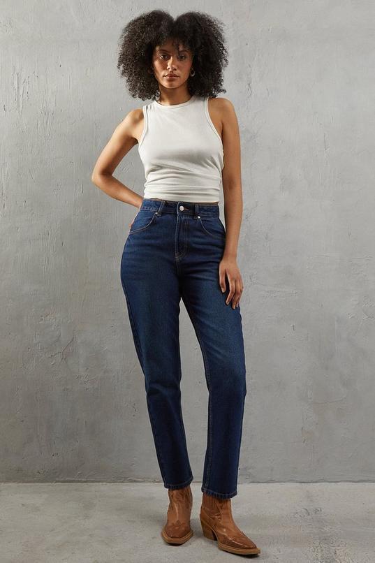 High Rise Straight Leg Denim Jean product image