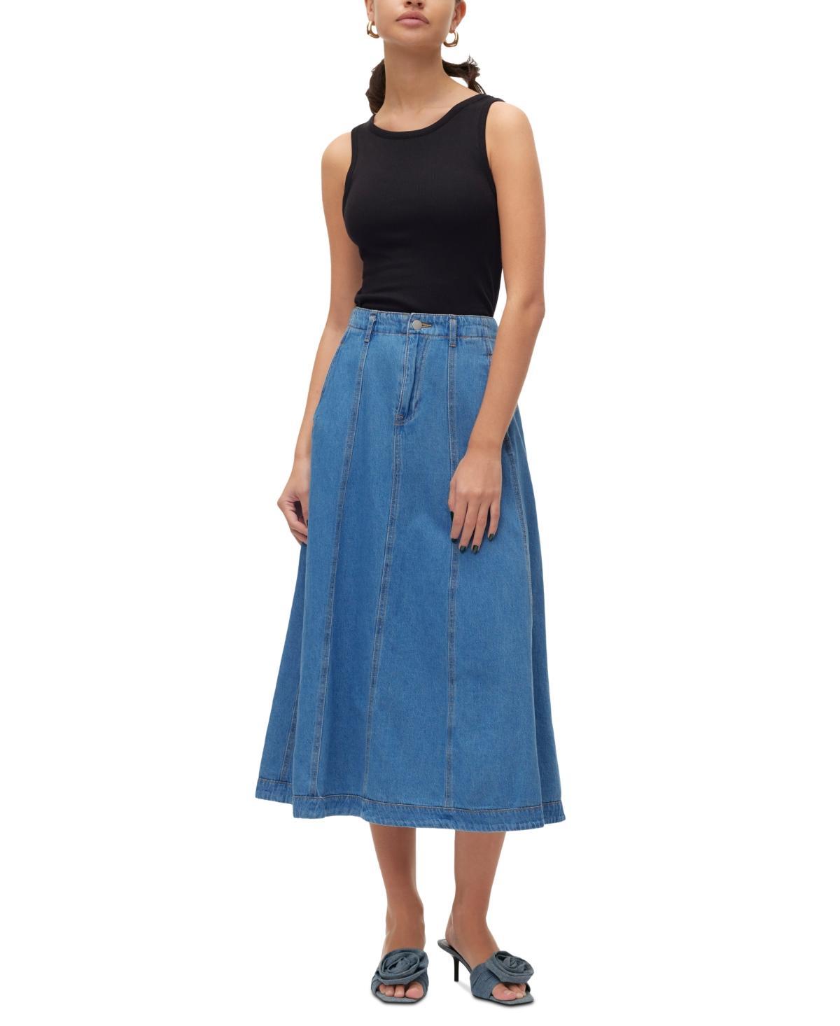 Women's Brynn Cotton Midi Denim Skirt Product Image