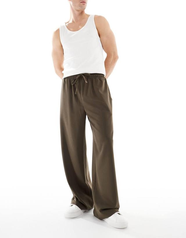 COLLUSION pull on baggy tailored sweatpants in brown Product Image