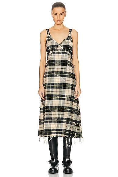 R13 Grunge Plaid Raw Hem Cotton Flannel Slipdress Product Image