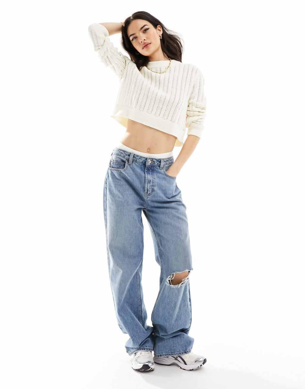 ASOS DESIGN crew neck crop sweater Product Image