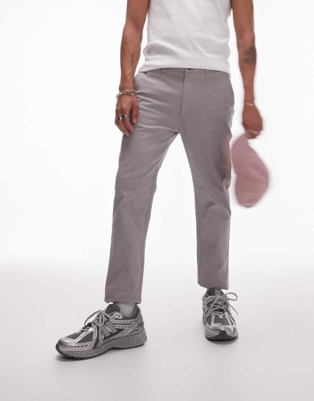 Topman slim chino pants in gray Product Image