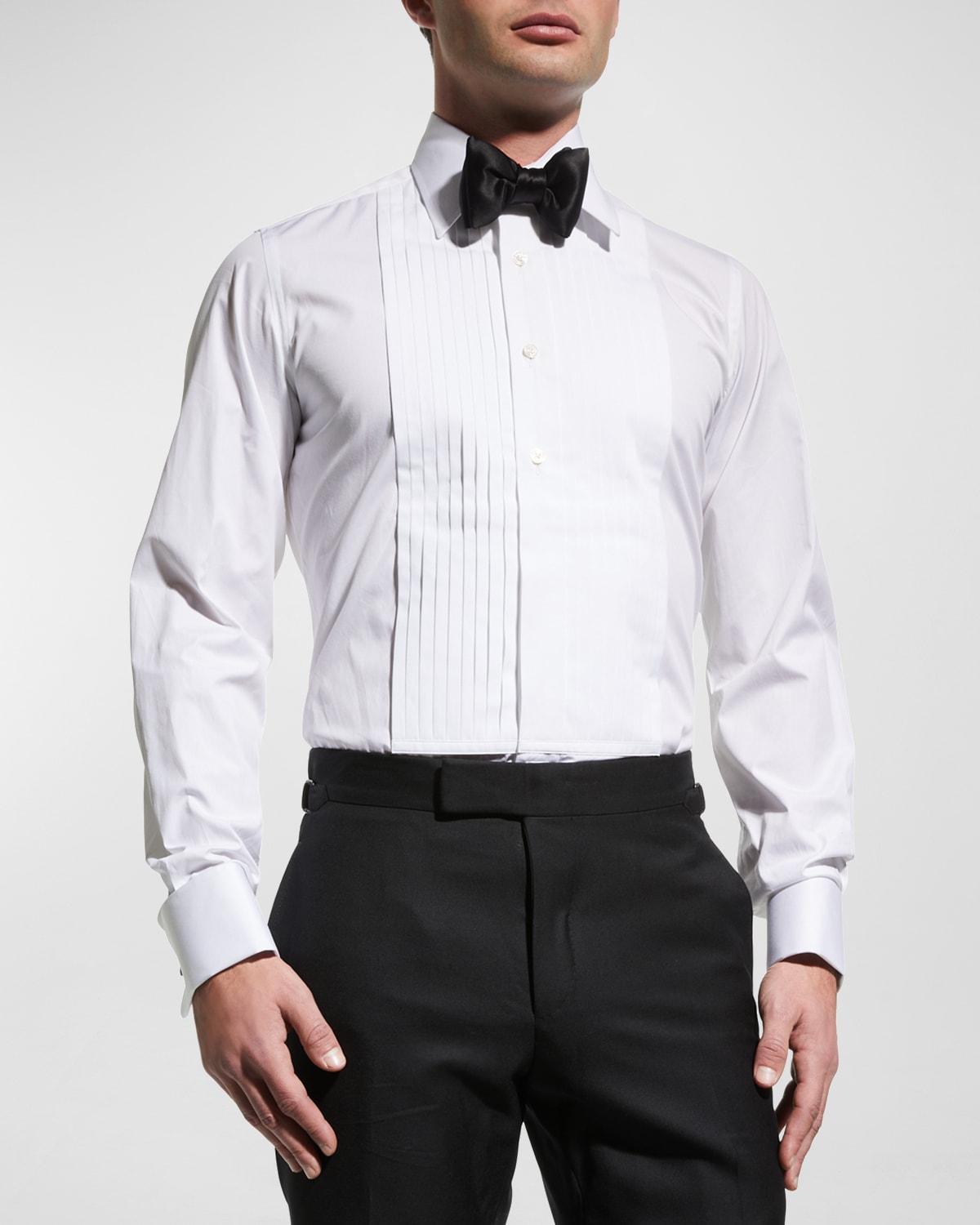 Mens Pleated Bib-Front Cotton Dress Shirt Product Image