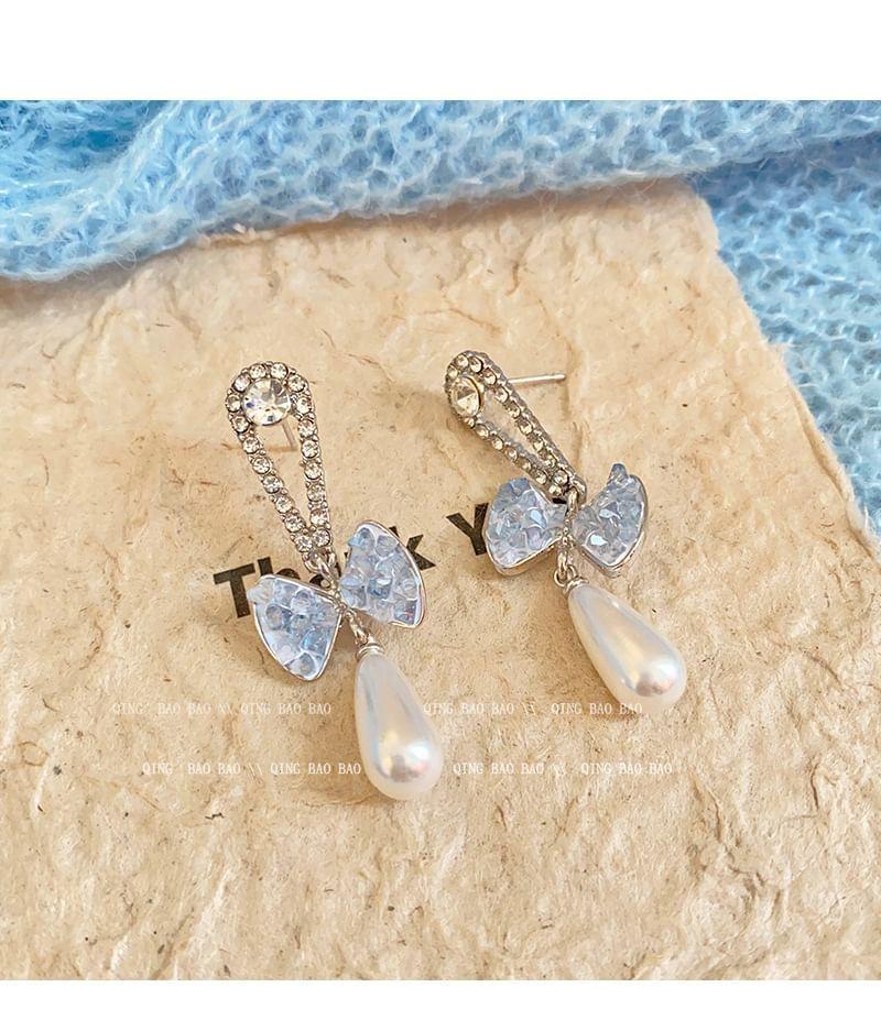 Faux Pearl CZ Dangle Earring Product Image