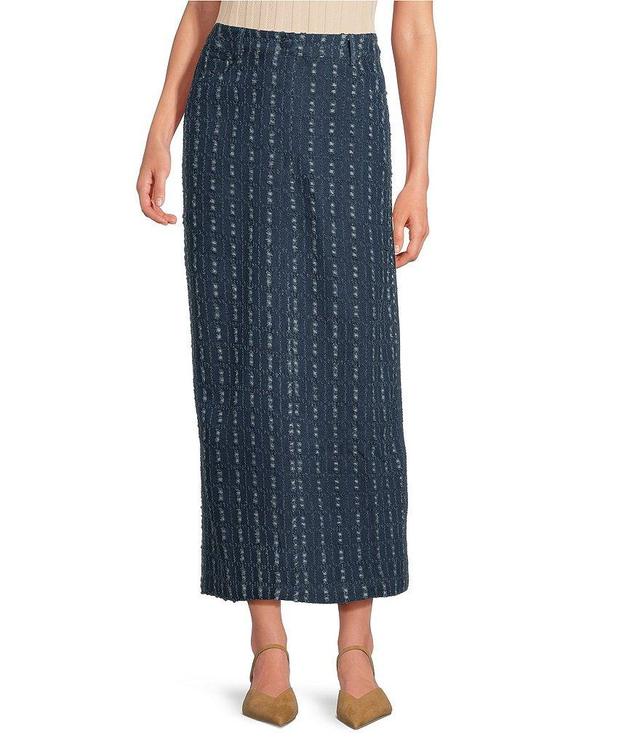 Skies Are Blue Distressed Denim Maxi Skirt Product Image