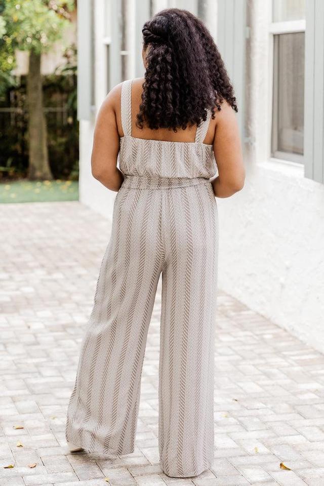 Take Me Back Brown Stripe Jumpsuit FINAL SALE FINAL SALE Product Image