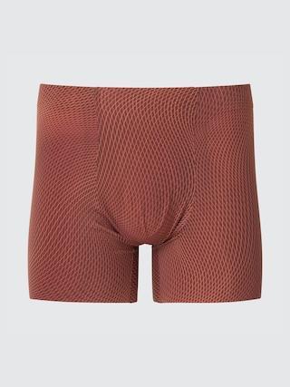 Mens Airism Ultra Seamless Printed Boxer Briefs Wine Medium UNIQLO US Product Image