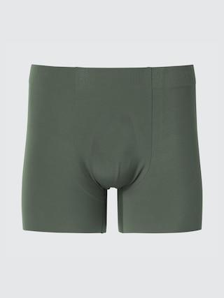 Mens Airism Ultra Seamless Boxer Briefs with Quick-Drying Dark Green Medium UNIQLO US Product Image