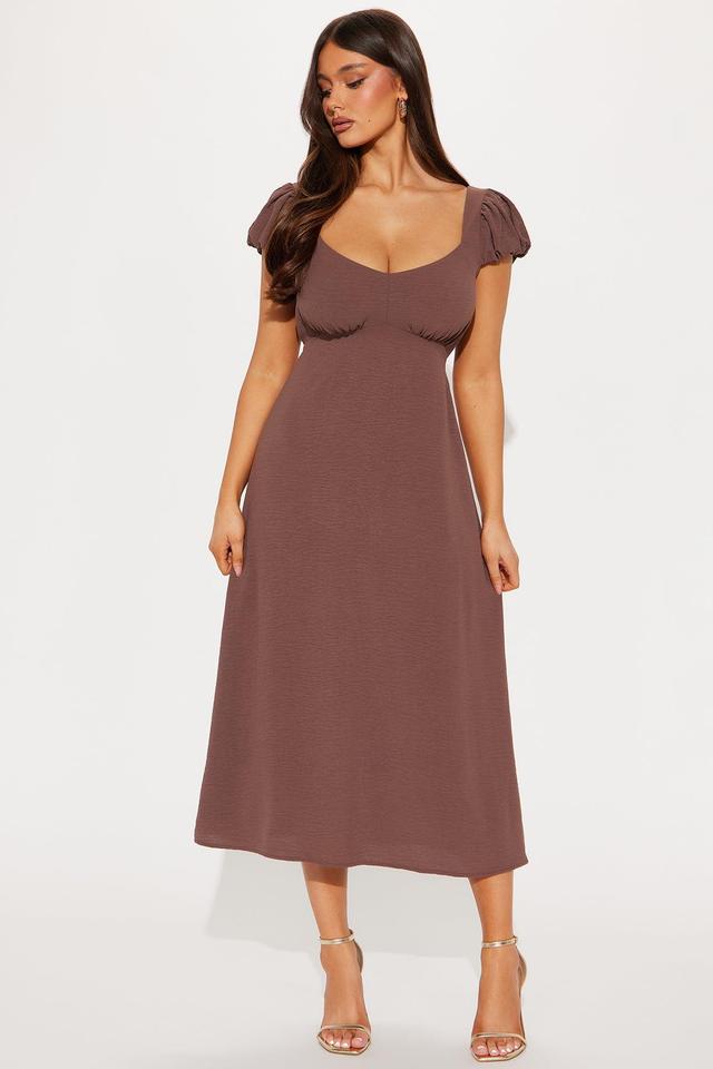 Aphina Lace Up Midi Dress - Chocolate Product Image