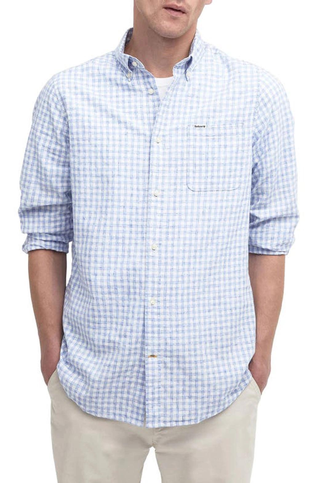 Kanehill Tailored Fit Button Front Shirt In Sky Product Image