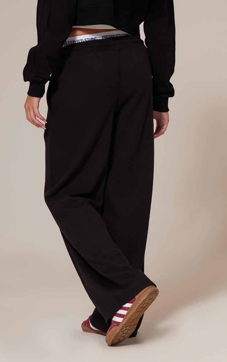 Black Seam Detail Wide Leg Sweatpants Product Image