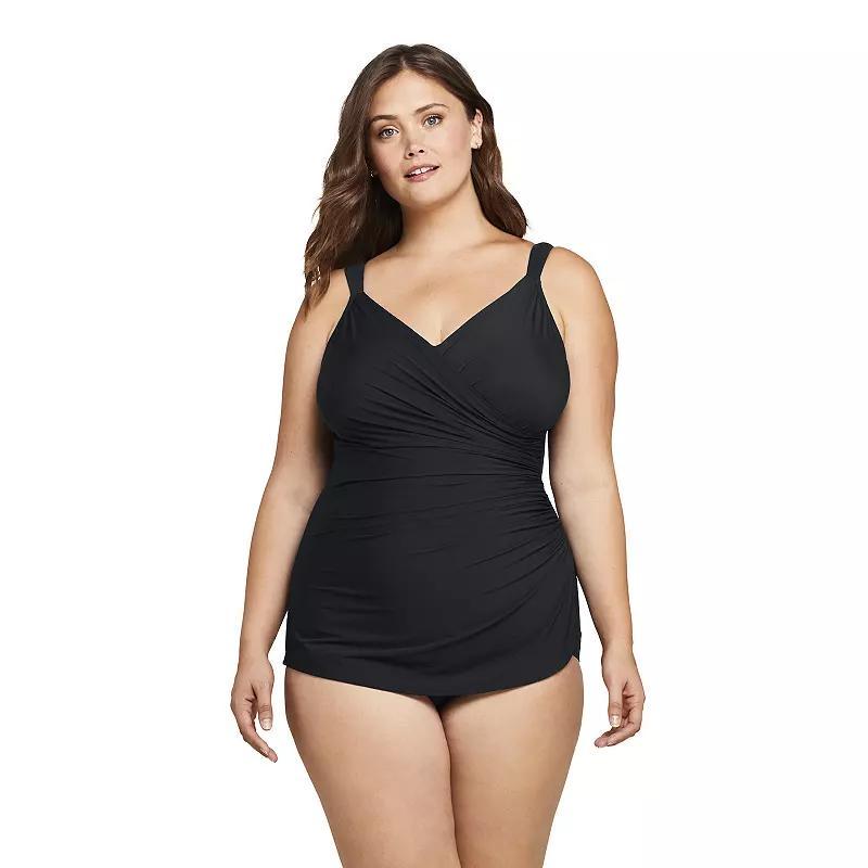 Plus Size Lands End DD-Cup SlenderSuit Tummy Control One-Piece Swimsuit, Womens Product Image