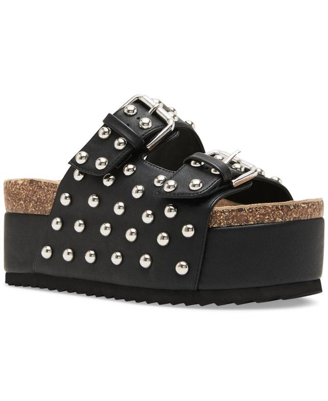 Steve Madden Womens Kali-s Studded Platform Footbed Sandals - Black Product Image