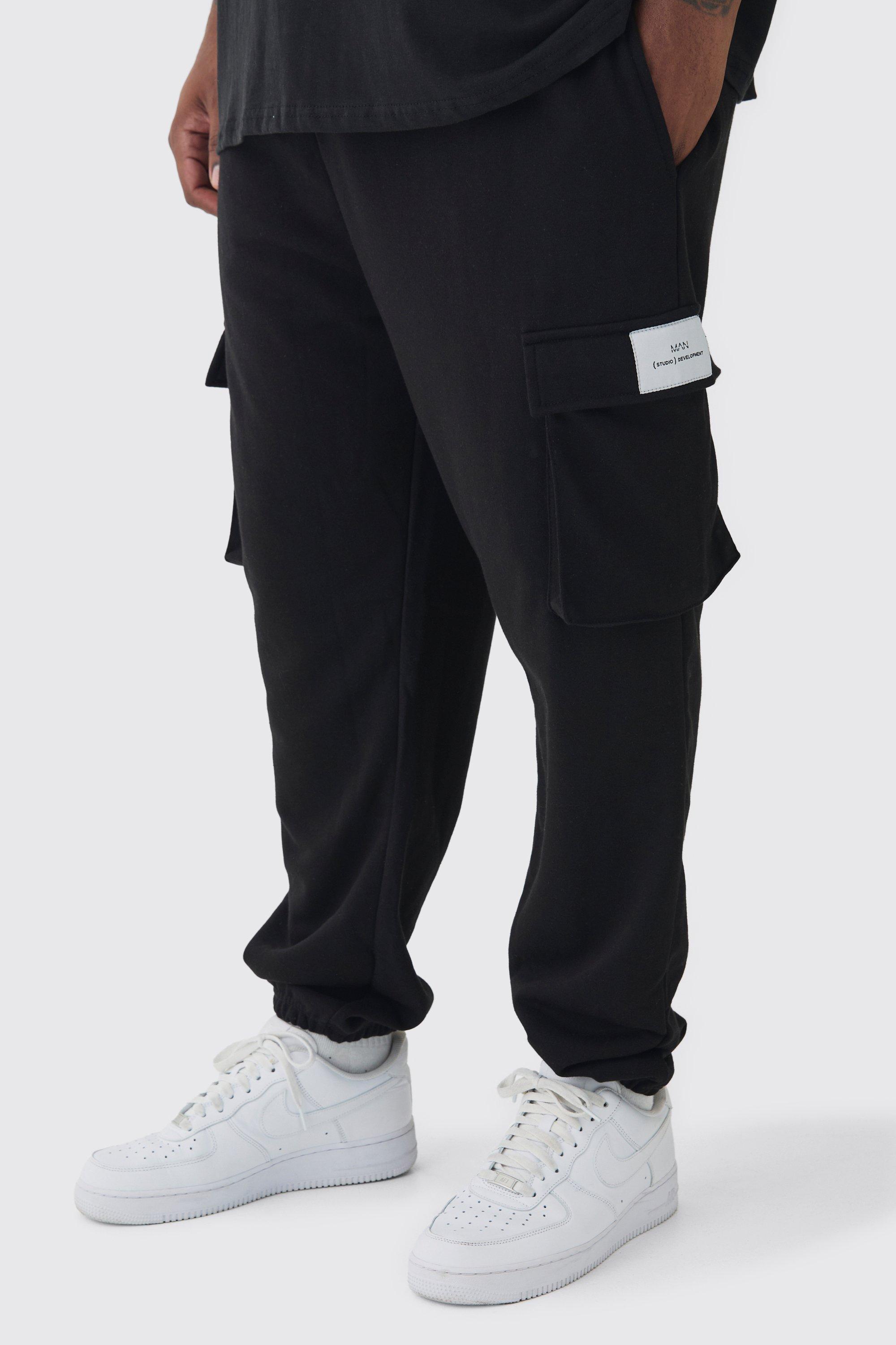 Plus Woven Tab Slim Fit Cargo Sweatpants | boohooMAN USA Product Image