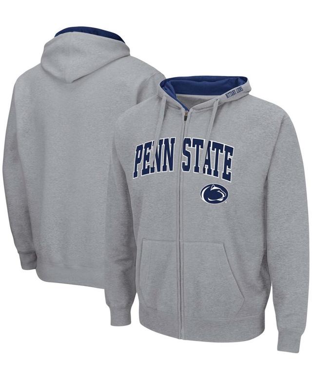 Mens Colosseum Heathered Gray Penn State Nittany Lions Arch & Logo 3.0 Full-Zip Hoodie Product Image