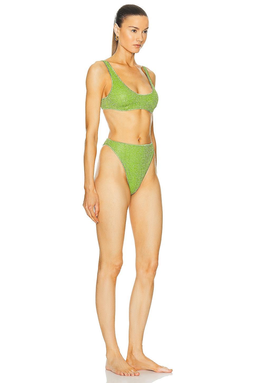 Oseree Lumiére Sporty 90s Bikini Set Green. (also in L, S). Product Image