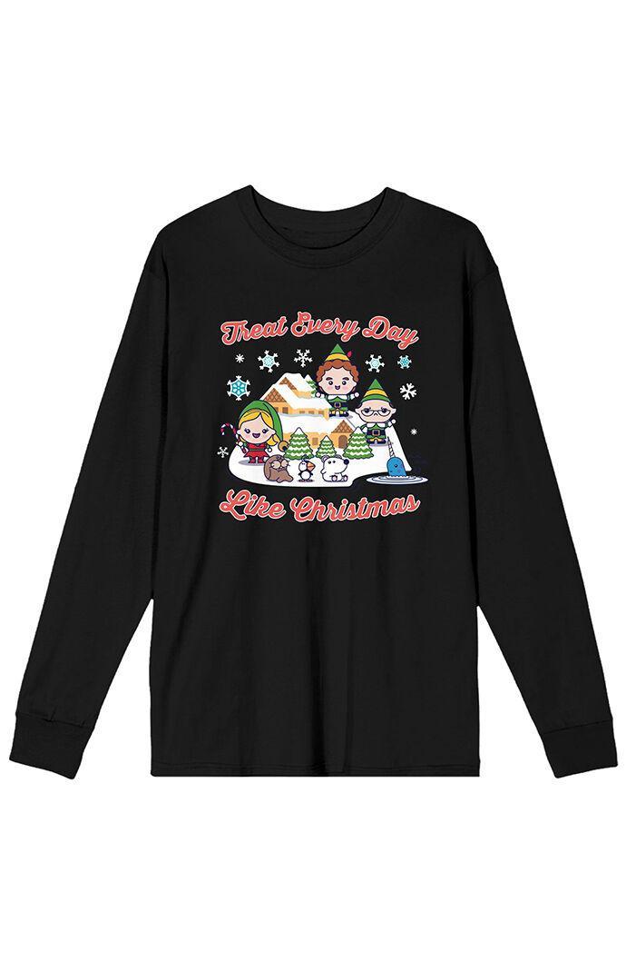 Mens Elf Treat Everyday Like Christmas Long Sleeve T-Shirt Product Image