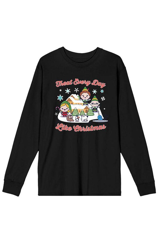 Mens Elf Treat Everyday Like Christmas Long Sleeve T-Shirt Product Image