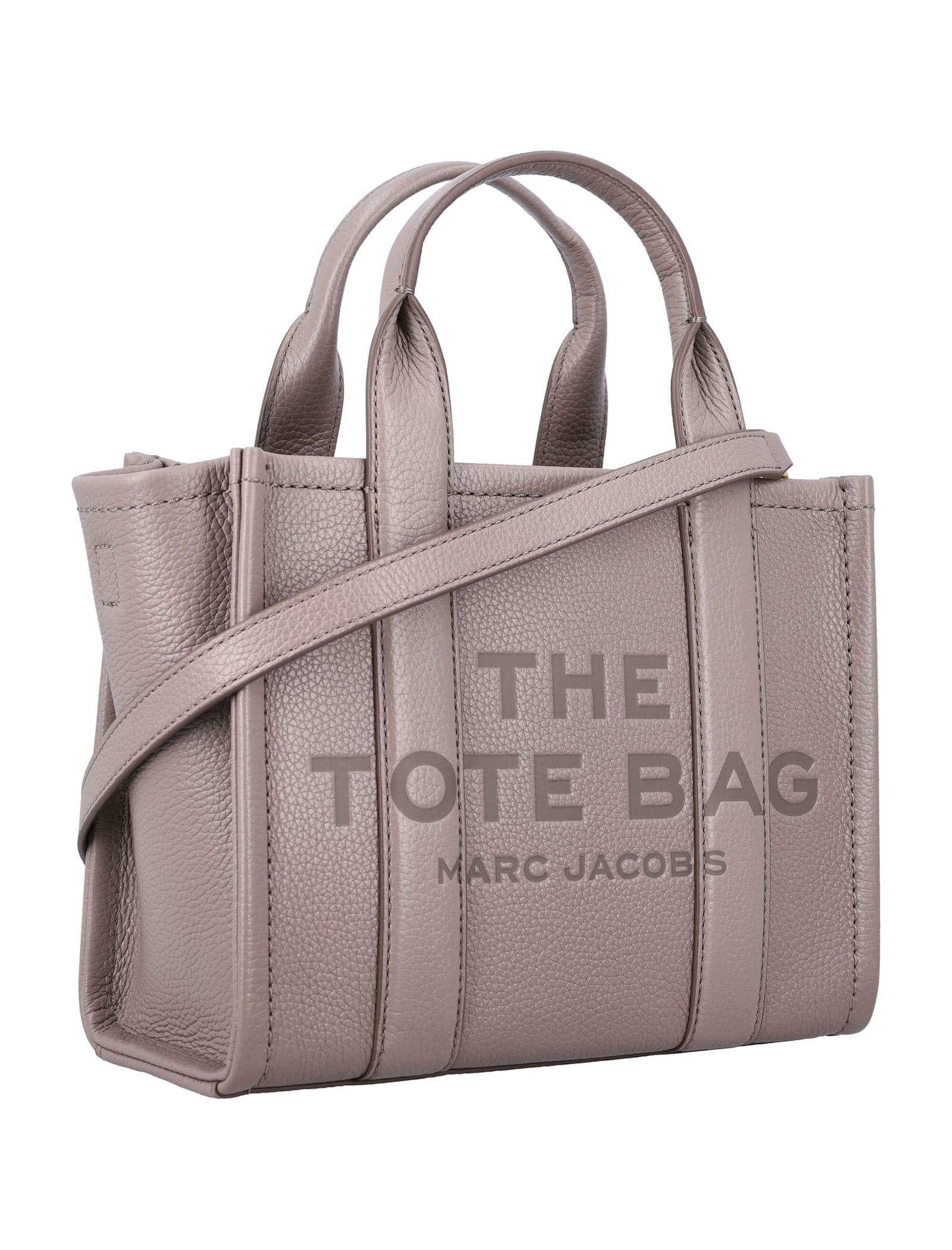 MARC JACOBS The Mini Tote Leather Bag In Grey Product Image