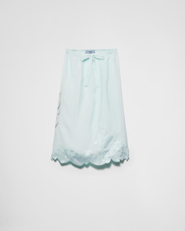 Embroidered silk habutai skirt Product Image