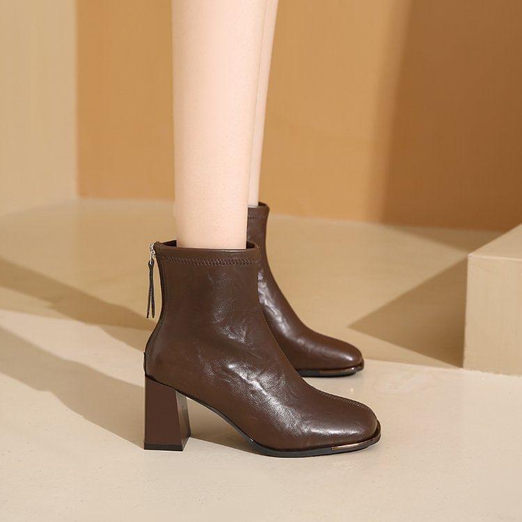 Square Toe Block Heel Short Boots product image