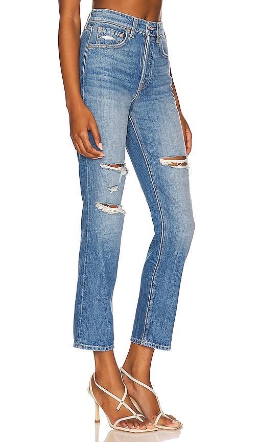 GRLFRND Karolina High Rise Straight in Sedona - Blue. Size 23 (also in 30). Product Image