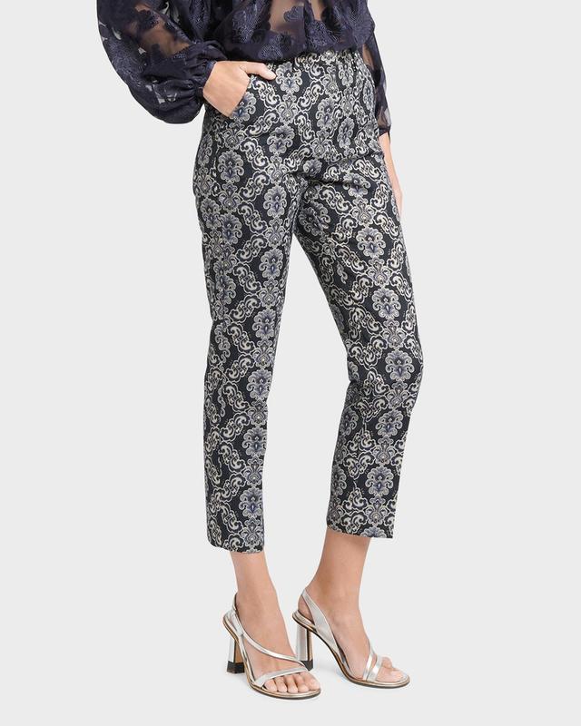 Womens Brocade Straight Cigarette Crop Pants Product Image