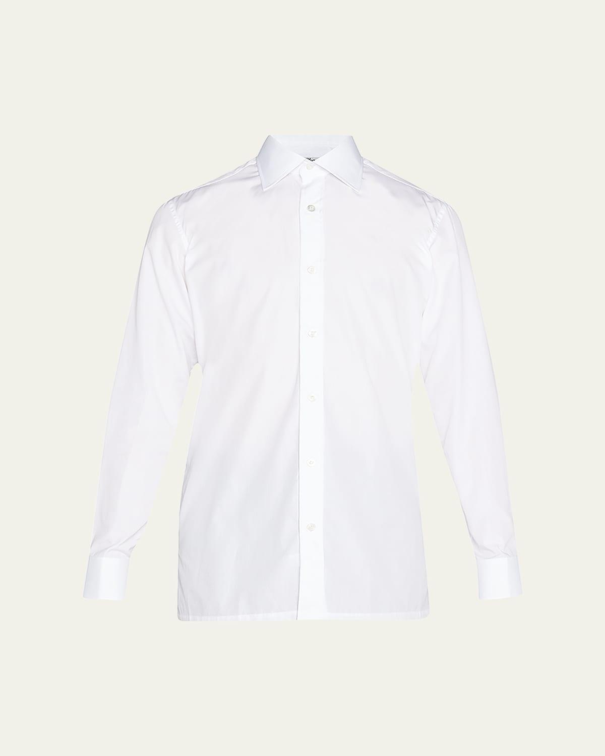 Mens Basic Solid Point-Collar Dress Shirt with French Cuffs Product Image