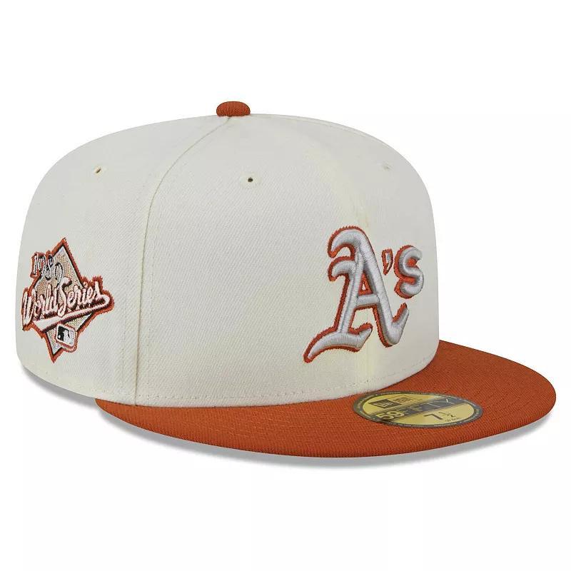 Mens New Era Cream/Orange Oakland Athletics 59FIFTY Fitted Hat Product Image