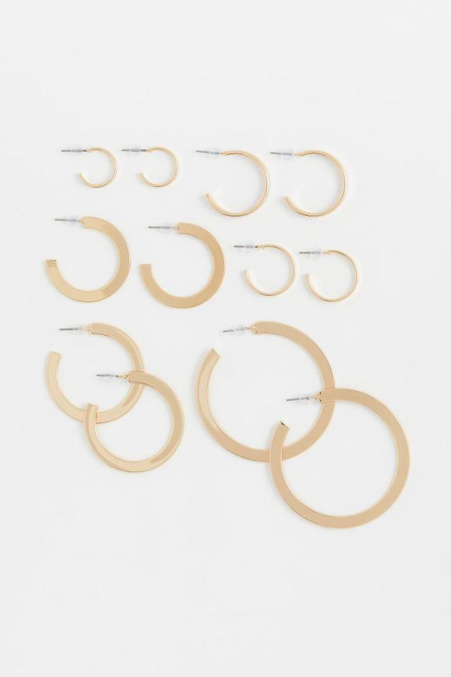 H & M - 6 Pairs Hoop Earrings - Gold Product Image