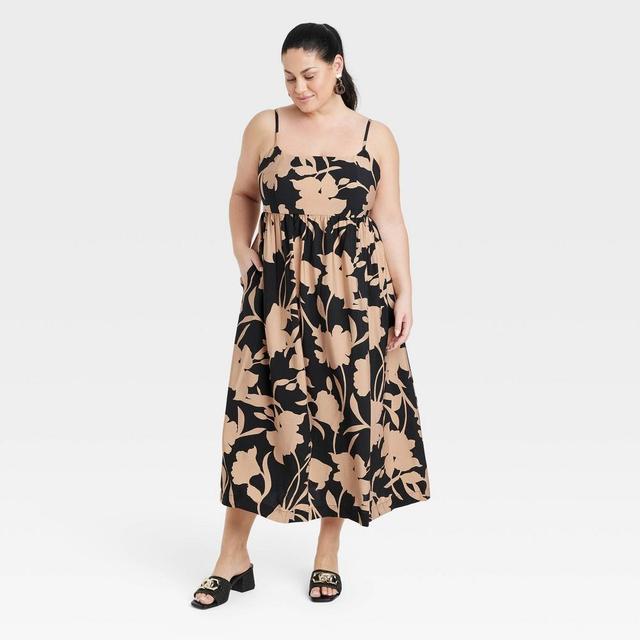 Womens Best Ever Midi Dress - A New Day Tan/Black Print XXL Product Image