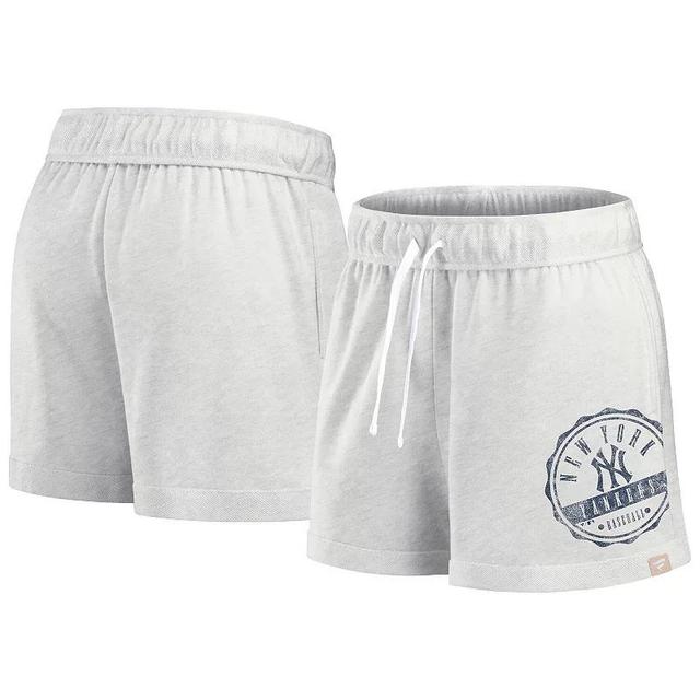 Womens Fanatics Branded Oatmeal New York Yankees Oversized Badge Lounge Shorts Product Image